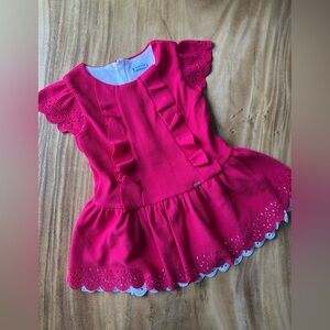 Mayoral 36M Bright Fuchsia Eyelet Ruffle Dress 🇪🇸 Made in Spain